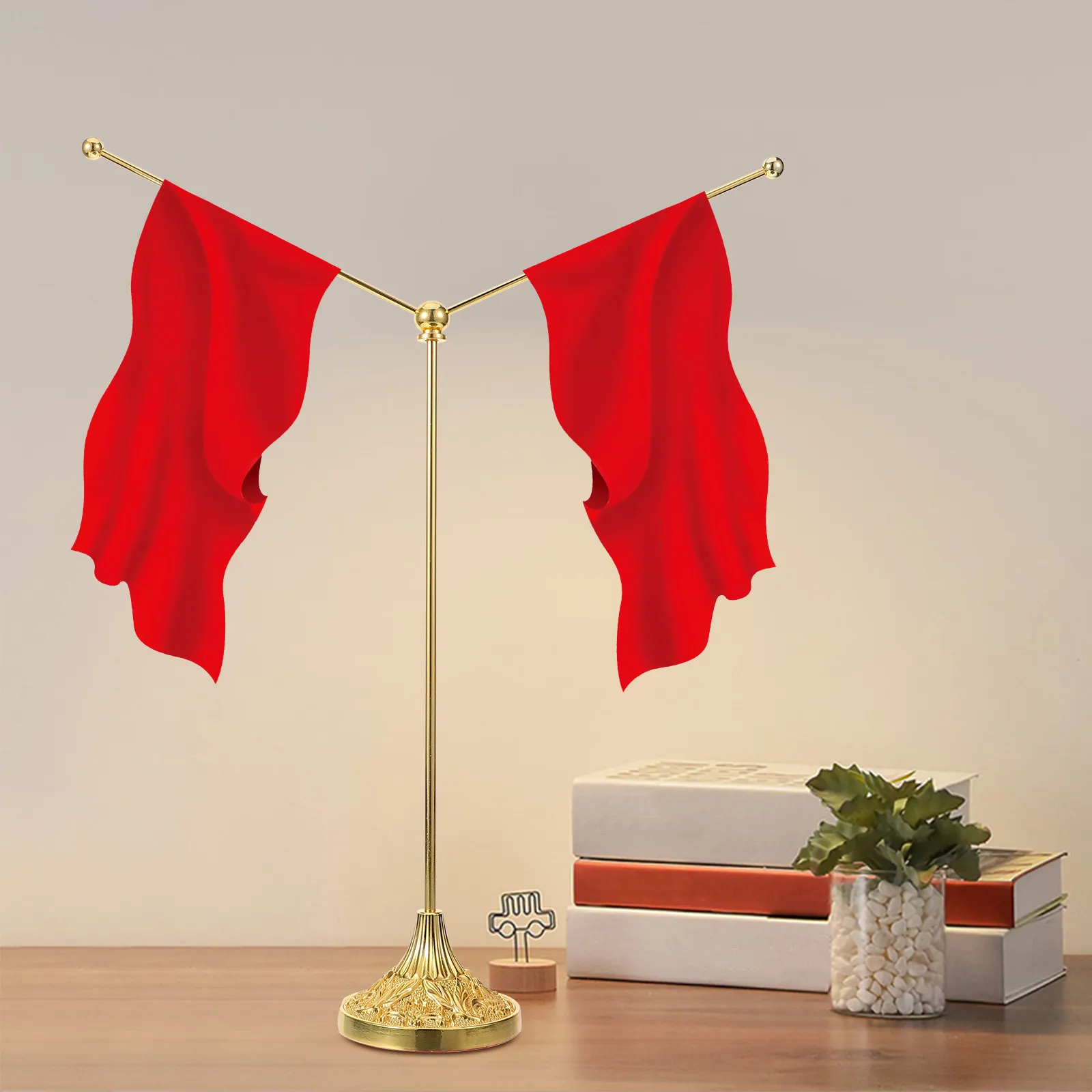 Desktop Flag Pole Metal Holder Sturdy Iron Round Base Stable Desk Flag Stand for Office Home Conference Table Flagpole