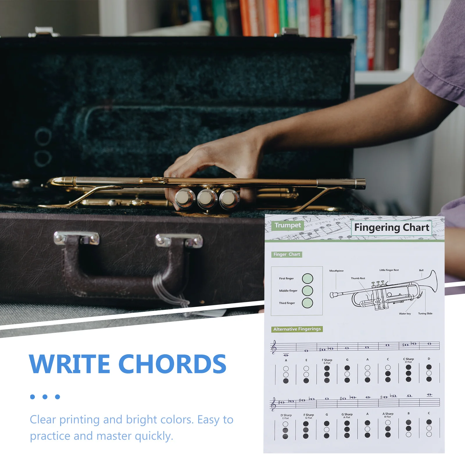 

1pc Chords Chart For Beginner Coated Paper Music Chords Poster Practice Charts Wall Chart Trumpet Training Guide Trumpet Chord