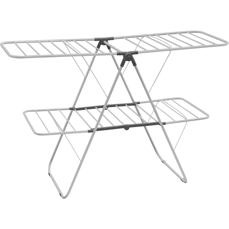 

Extra Large – Double Spaced - 2 Tier Collapsible Clothes Drying Rack, Indoor/Outdoor Folding Hanging Garment Stand