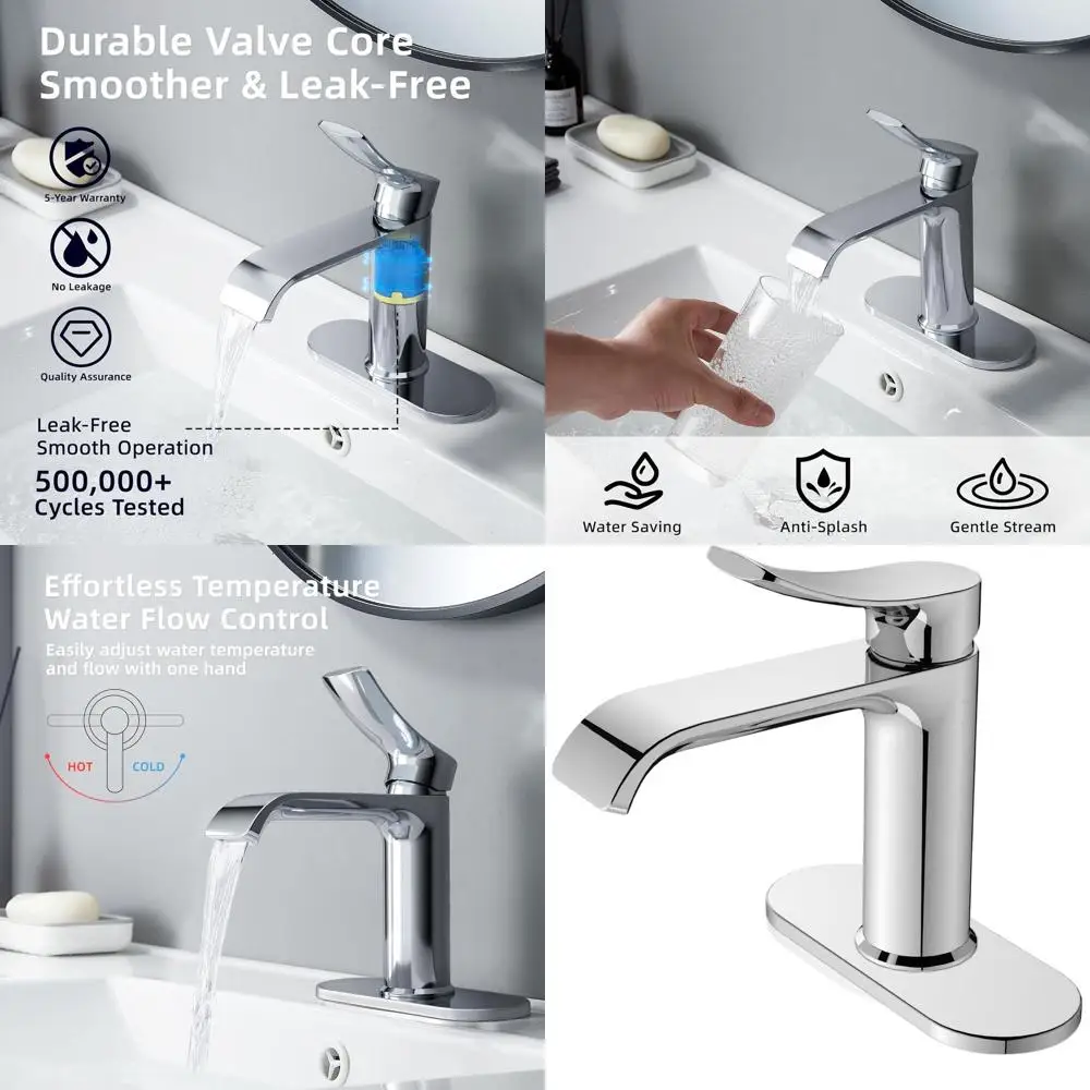 

Modern 1-Hole Waterfall Bathroom Sink Faucet with Single Handle and Pop-Up Drain, Lead-Free