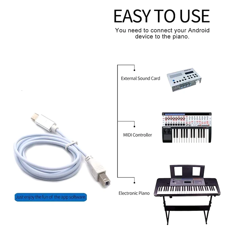 Câble adaptateur USB Type B Midi vers connecteur Type C, câble audio pour piano