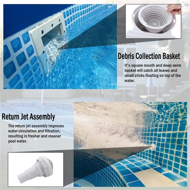 PZHI Above Ground Pool Skimmer, Thru-Wall Skimmer with Accessory, SP1091LX, 6 Inch Opening, for Pool Wall, Swimming Pool Cleaner