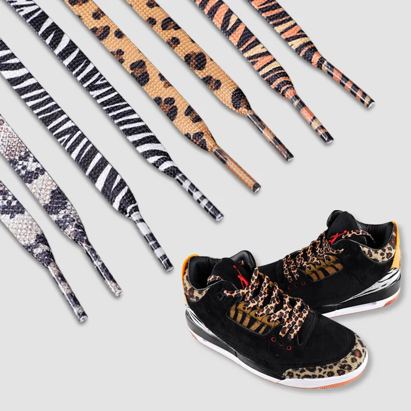 Leopard Print Shoelaces Rubber Band for Shoes Laces for Sneakers Animal World Creative AF1/AJ Shoe Laces Canvas Sport Shoestring