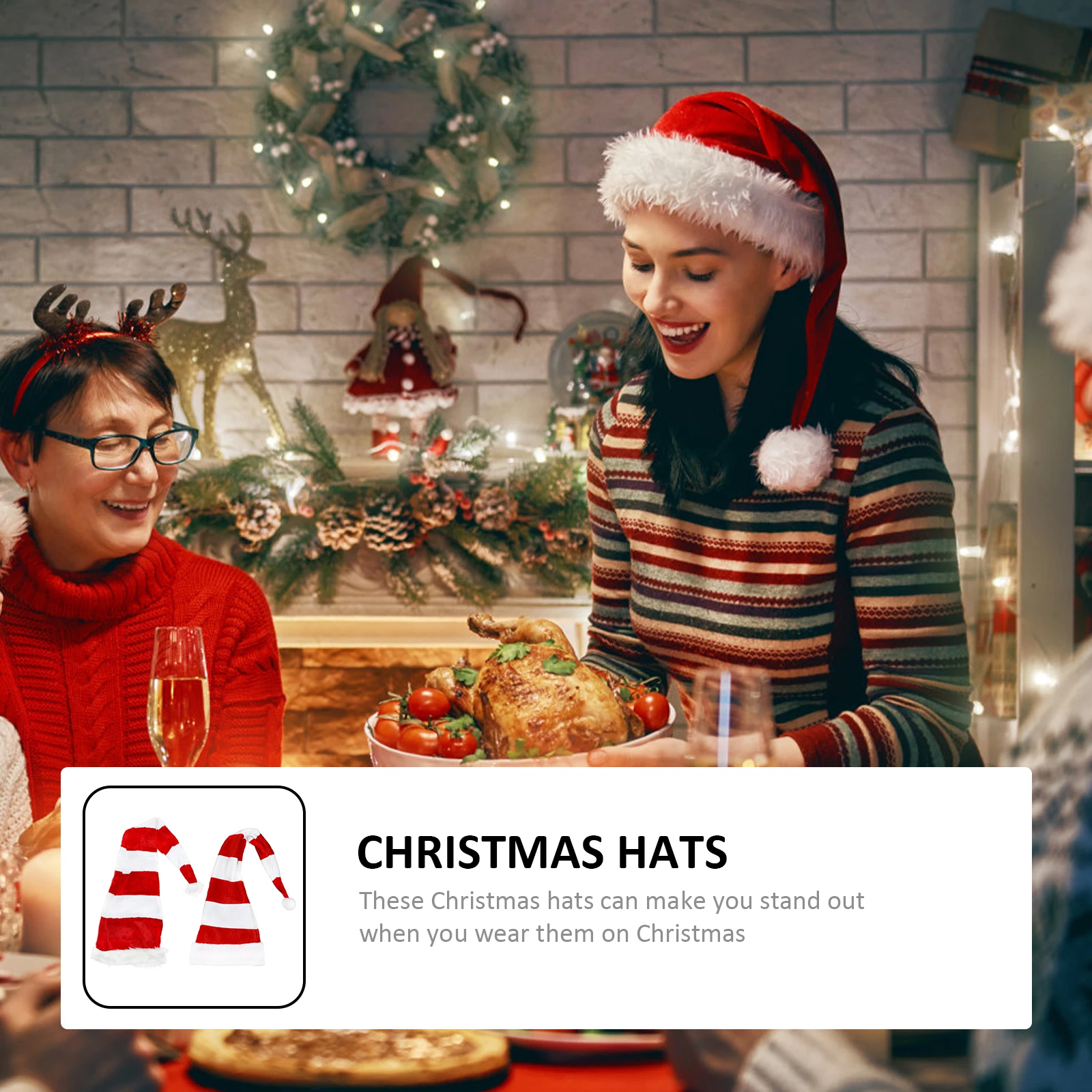 

2pcs Christmas Hats Party Dance Dress Hats Adults Children Xmas Costume Decors Stage Performance Props Decorative Hat Cosplay