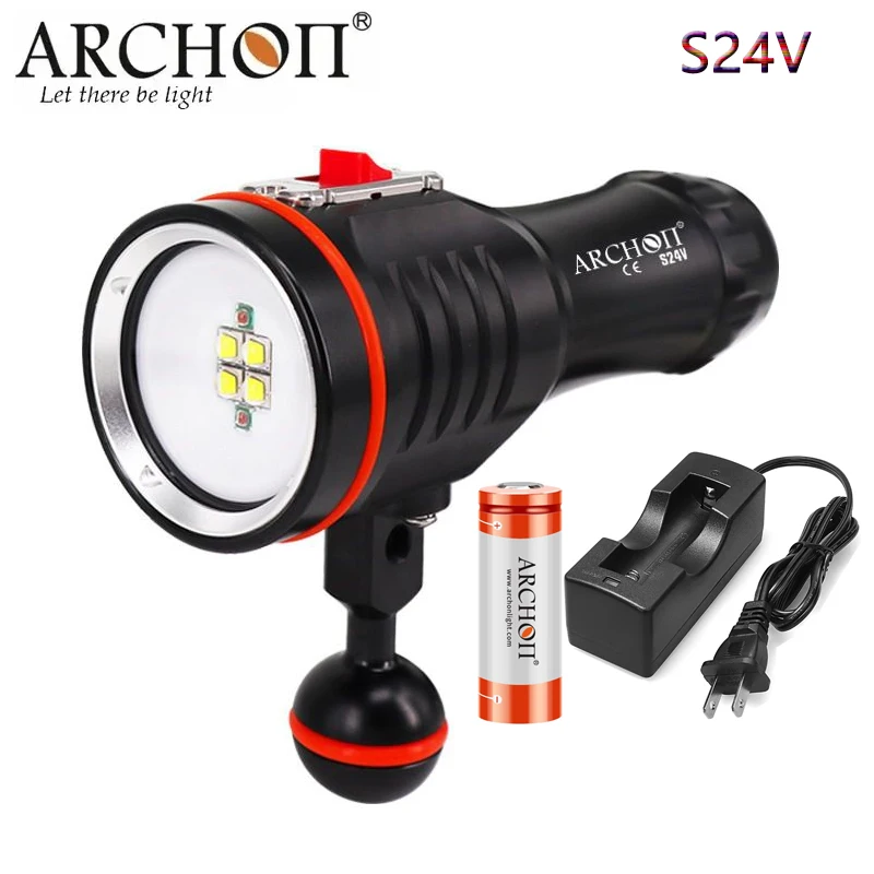 

ARCHON S24V Diving Video Light Red fill diving flashlight Max 2400 lumens Underwater 100m diving photography video light torch