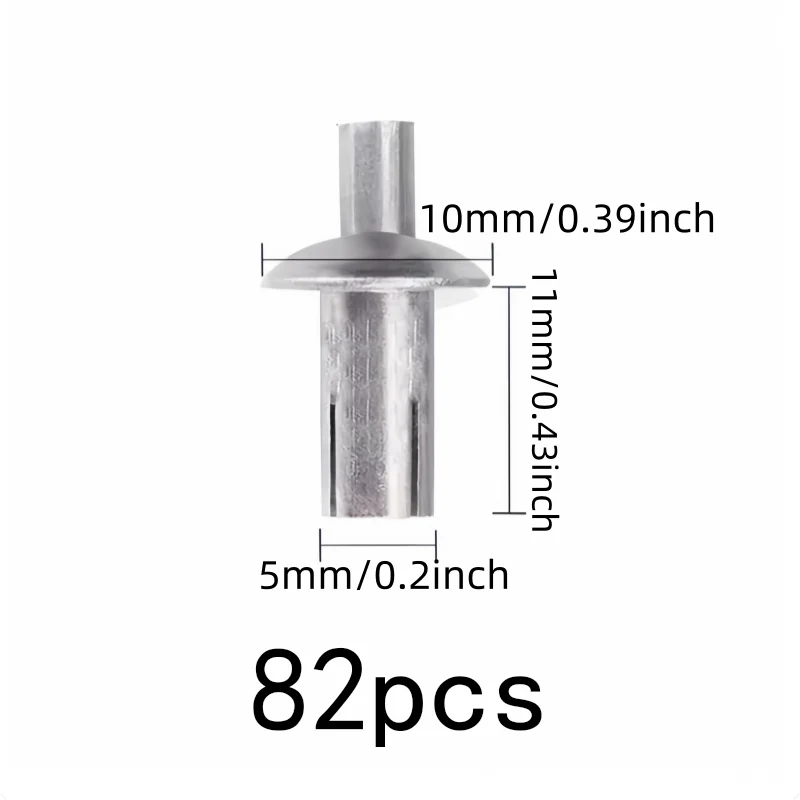 82 pcs 5*11mm Strike Core Expansion Rivets for Home Repair Fixing, Expansion Lock Design, Hammer Strike Installation