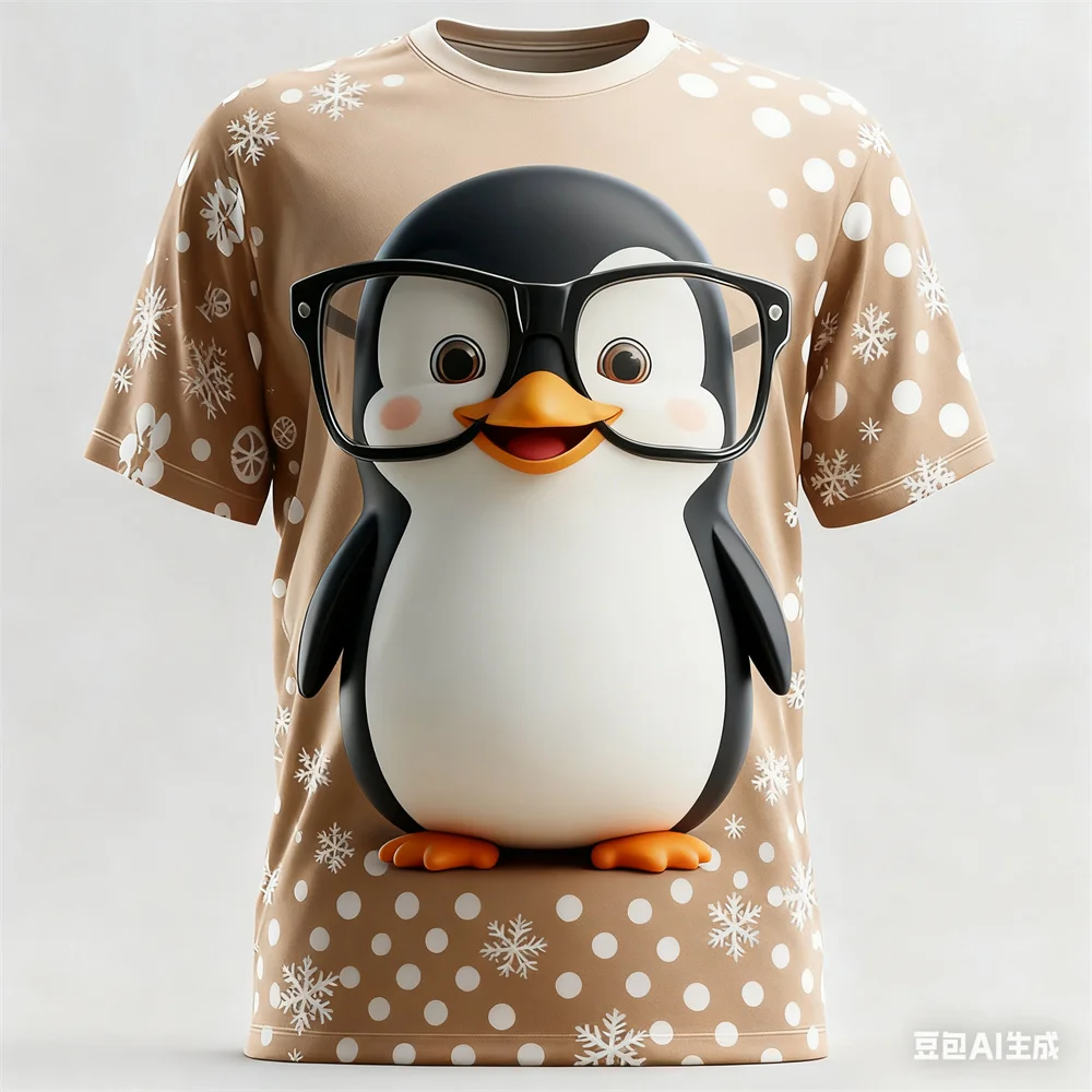 Men's Christmas T-shirt Animal 3D pattern printed Men's women's round neck T-shirt quick-dry t shirt for man Unisex y2k clothing