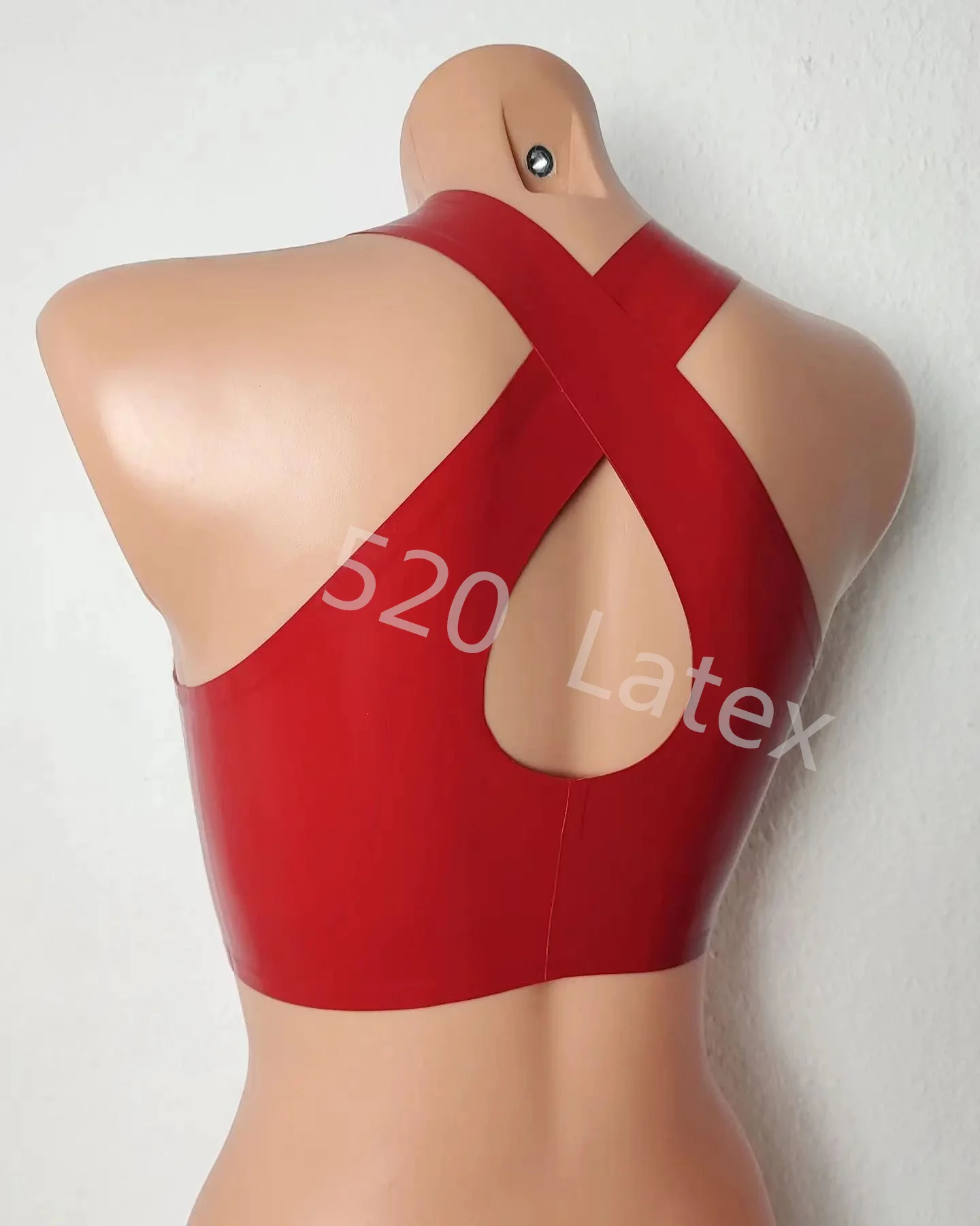 Handmade Women Natural Latex Sexy Top Rubber Red Bra Vest Shiny Latex Underwear Crop Camis Camisole Glossy Stretch Bralette