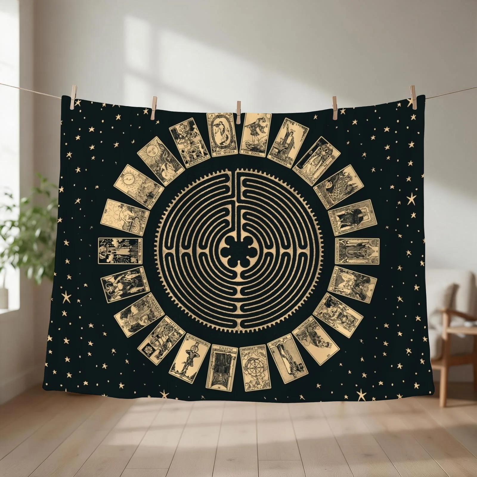 Labyrinth and Tarot Wheel Throw Blanket couch cozy soft plush fuzzy picnic outdoor blanket