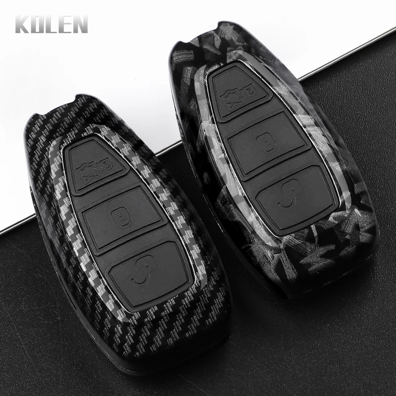 ABS Carbon Fiber Style Car Key Case Cover For Ford Fiesta Focus 3 4 Mondeo Ecosport Kuga Focus C-Max ST Escape Holder Shell Fob