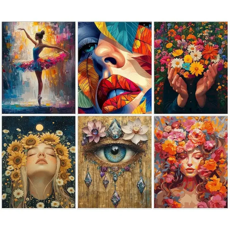 

DIY Paint By Numbers Flower Figure Kits Acrylic Hand Painted On Canvas Painting Pictures For Wall Art 50x65cm