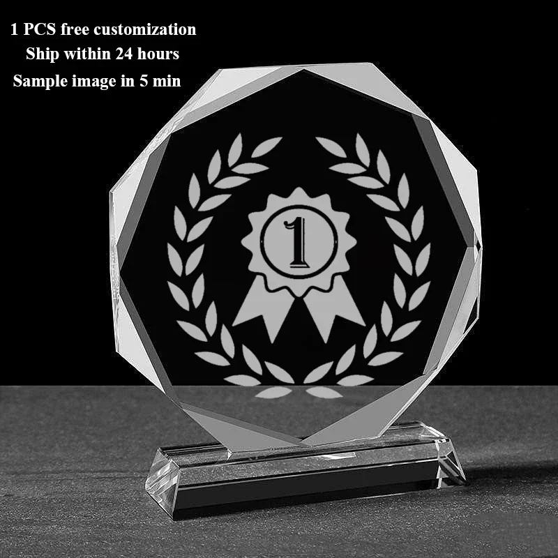 1PCS Free Customized Engraved Crystal Trophy Champion Contest Trophy Commemorative Award Ceremony Ornament Creative Gift Boxes