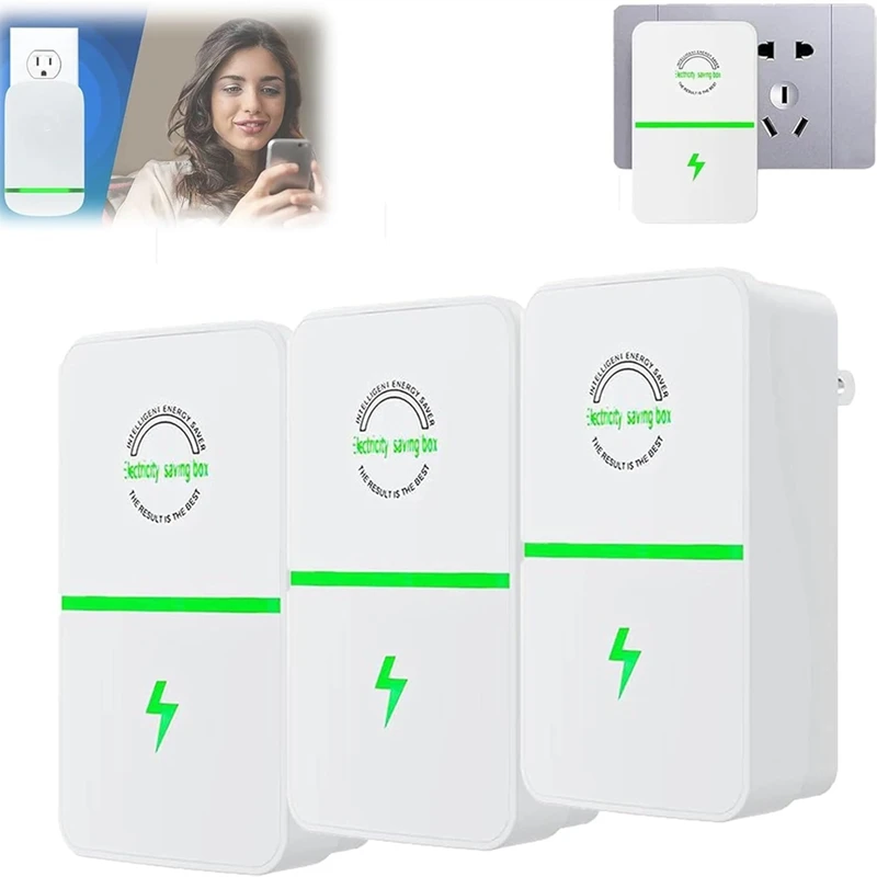3pack Power Saver Saver,Ecovolt Pro Saver, 90v-250v 30kw Eco Volt Electricity Saving Box Save US Plug