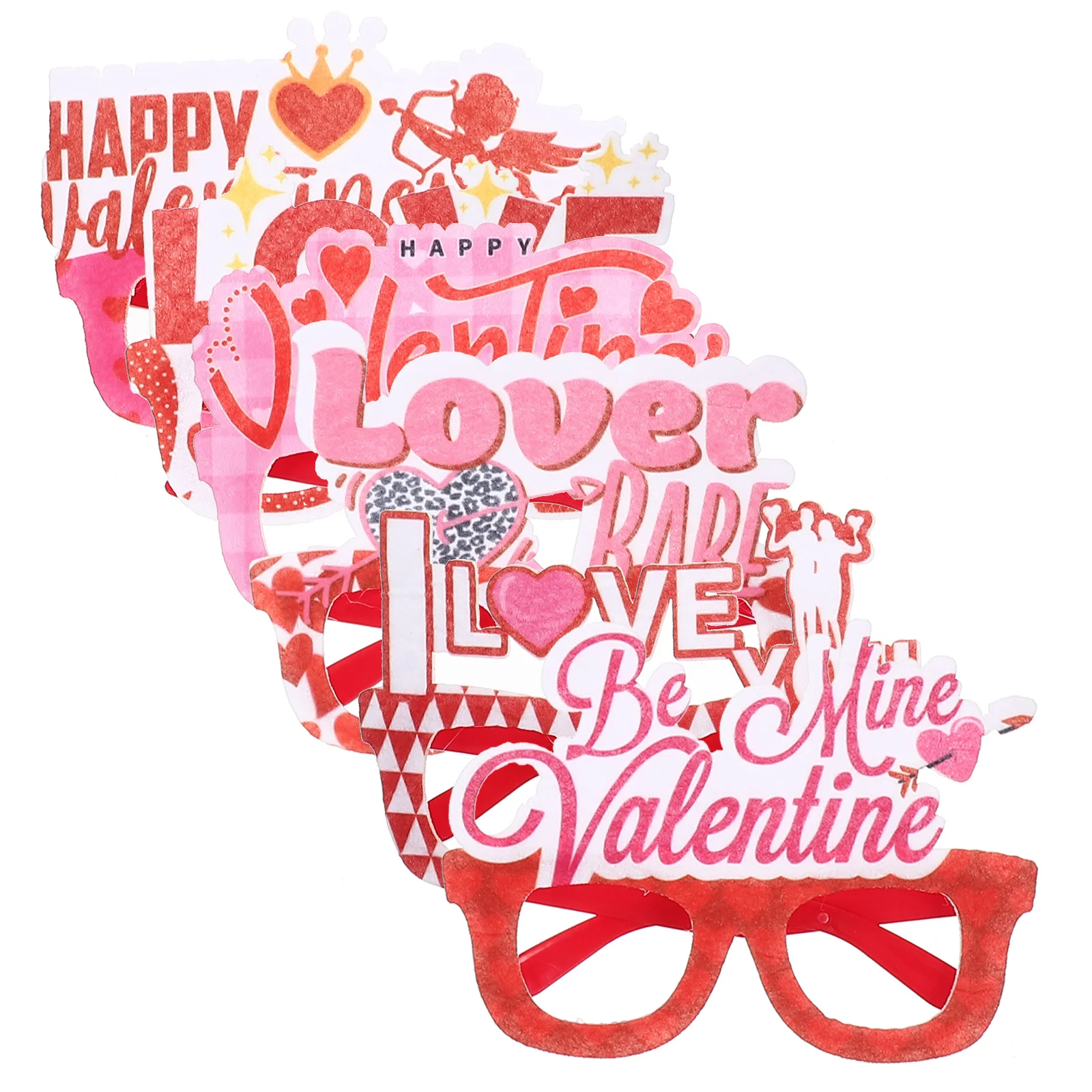 

6Pcs Valentine Day Decorative Eyeglasses Frames Heart Shaped Party Photo Booth Props Fun Glasses Fun Eyeglasses Women