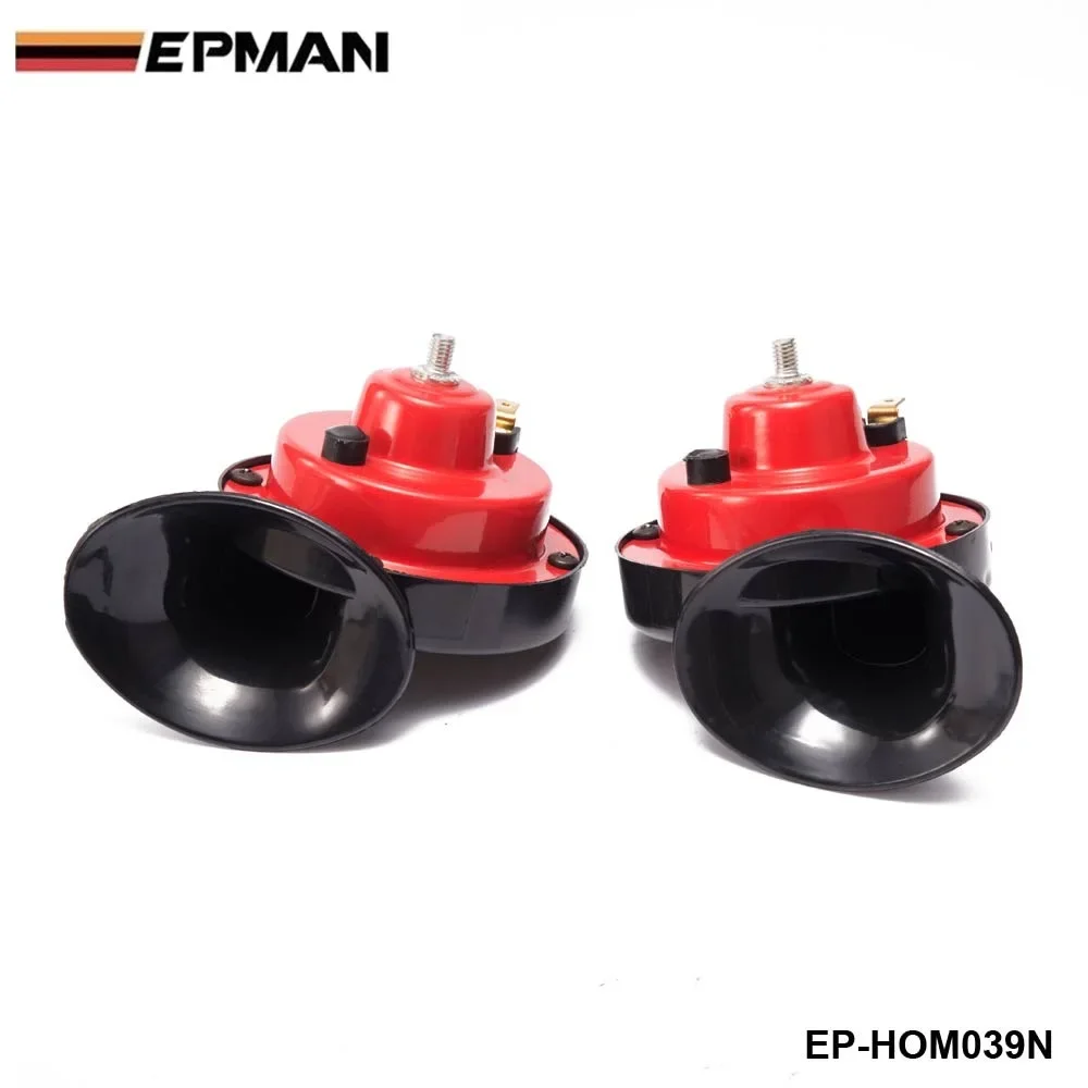 

EPMAN 1 Pair 12V 110DB 510HZ Auto Truck Dual Snail Horn High Low Car Motor Vehicle For BMW E39 Android EP-HOM039N
