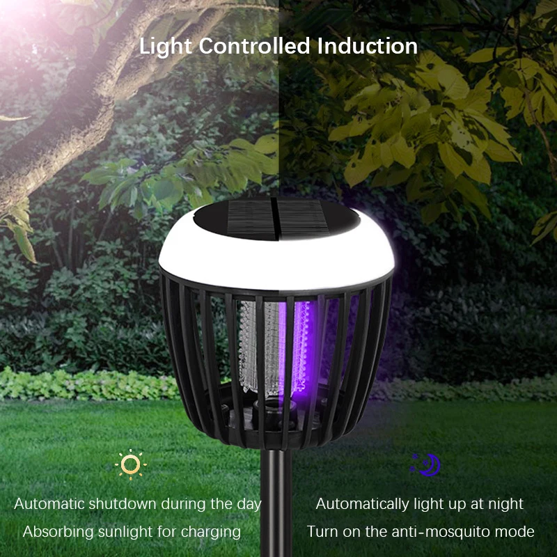 LED Solar Light Mosquito Killer Lamp Waterproof Lighting Mosquito Repellent Lamp External Fly Trap for Outdoor Garden Patio Use