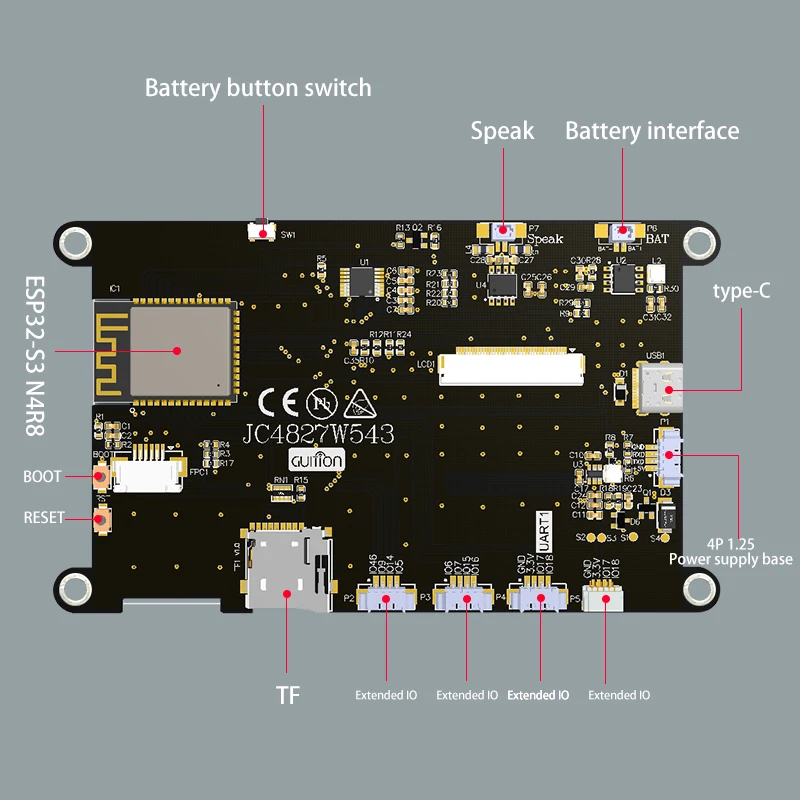 ESP32-S3 4.3 Inch IPS Touch Screen 480*272 LCD WiFi Bluetooth IoT Development Board With PSRAM FLASH