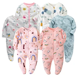 Newborn Footed Pajamas Girl and Boy Romper Long Sleeve Jumpsuit Cotton Solid White 0-12 Clothes Playsuit Baby Romper Jumpsuit