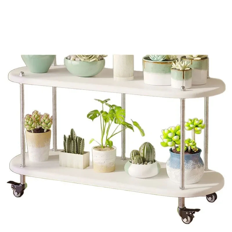 Balcony shelves, solid wood flower shelves, living room floor-to-ceiling balcony stepped type