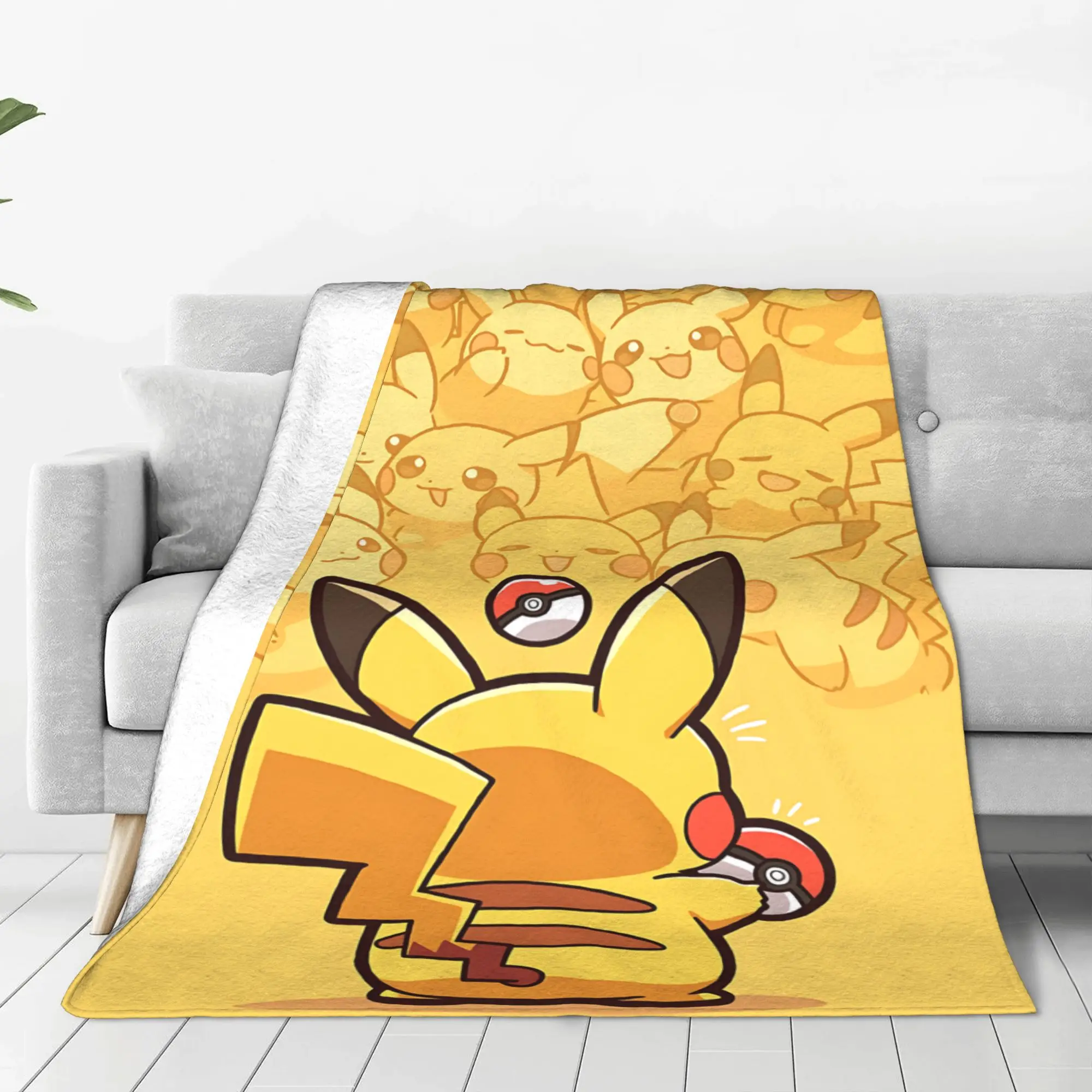 1PC home Cutecore Cartoon Pokemons Anime Theme Pikachu Blanket Super Cosy Plush Home Living Room Sofa halloween