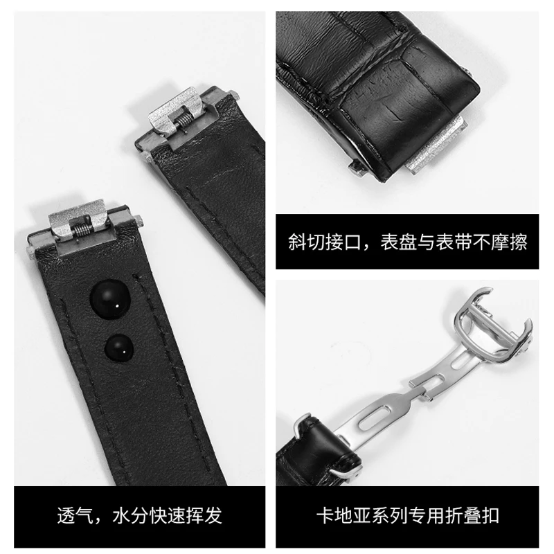 FUYIJIA 20MM Quick Release Alligator Skin Watchbands ROADSTER-DE C-ARTIER Substitute Strap Folding Buckle Genuine Crocodile Belt