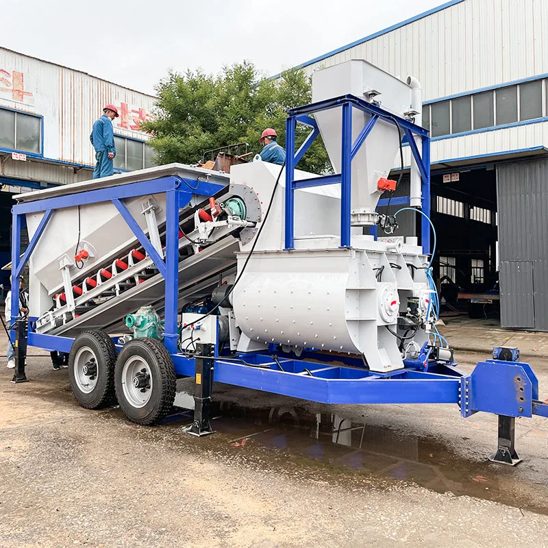 Fully Automatic 25m3/h Mobile Concrete Batching Plant With Durable Drum Mixer Simple Operation System Reliable Equipment