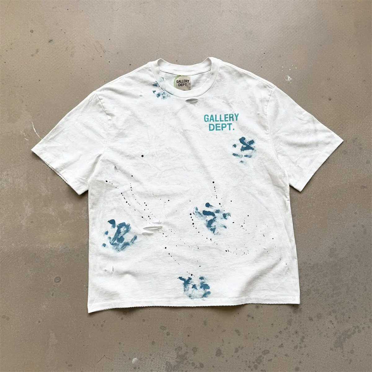 GALLERY DEPT California limited street ink graffiti T-shirt loose old damage short sleeve Tee