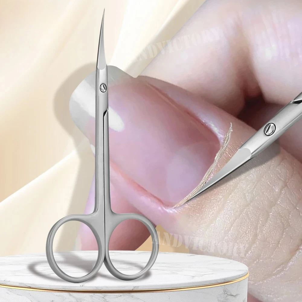

1 шт., ножницы для кутикулы для домашнего использования, нержавеющая сталь, тонкие изогнутые универсальные ножницы для ресниц, маникюрные ножницы для бровей, инструменты