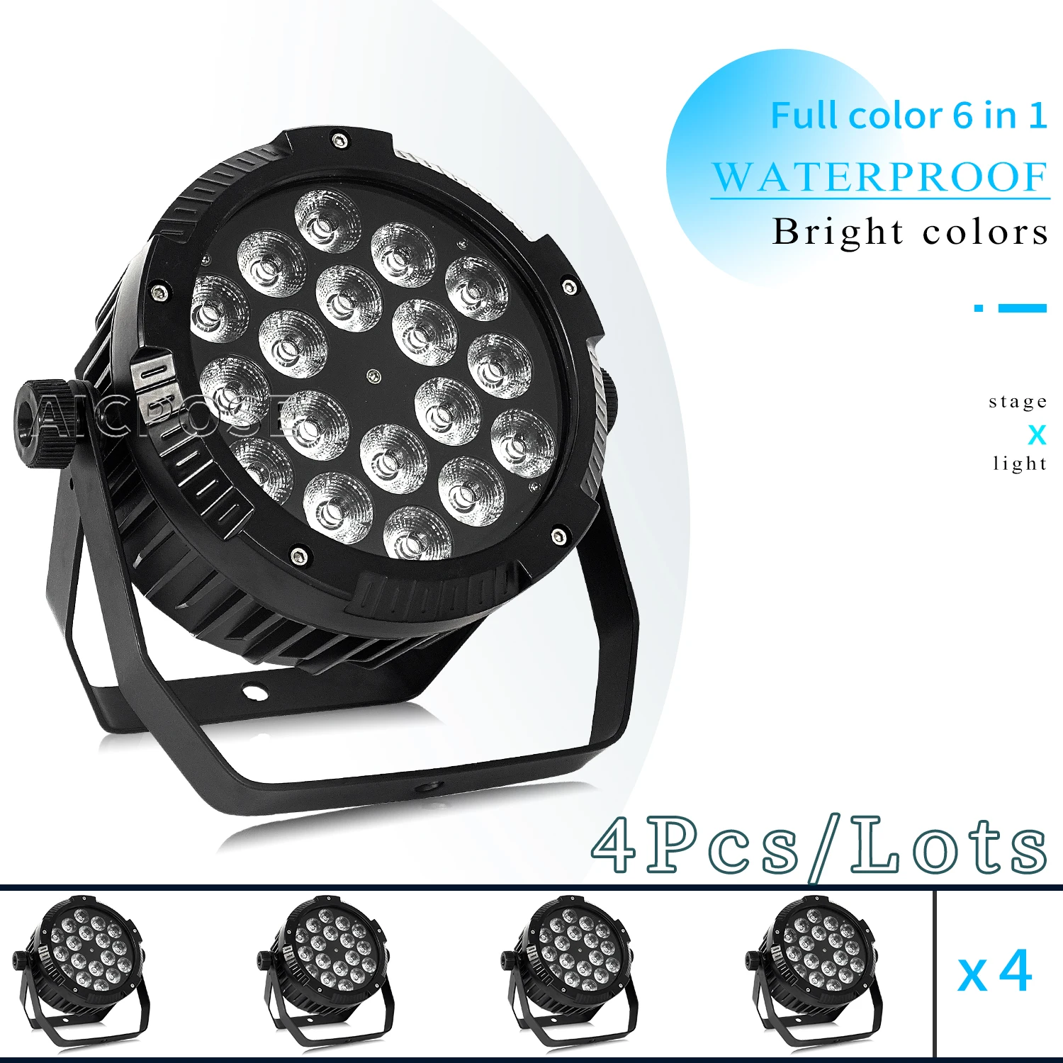 4Pcs/Lots 18x12W RGBW/18x18W RGBWA UV 6 in 1 LED Par Light Waterproof Stage Light DMX Control Professional DJ Disco Equipment