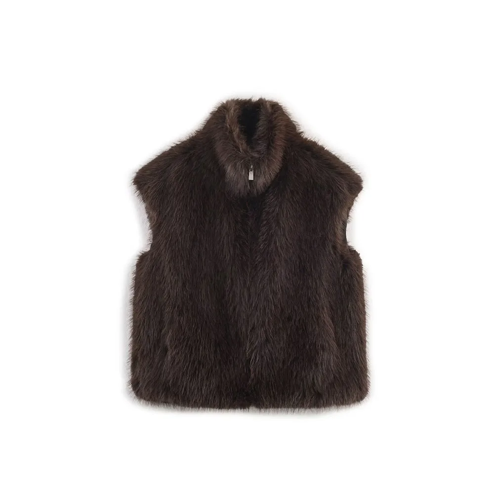 

Autumn and winter new women's clothing French design sense fashionable and versatile faux fur effect vest