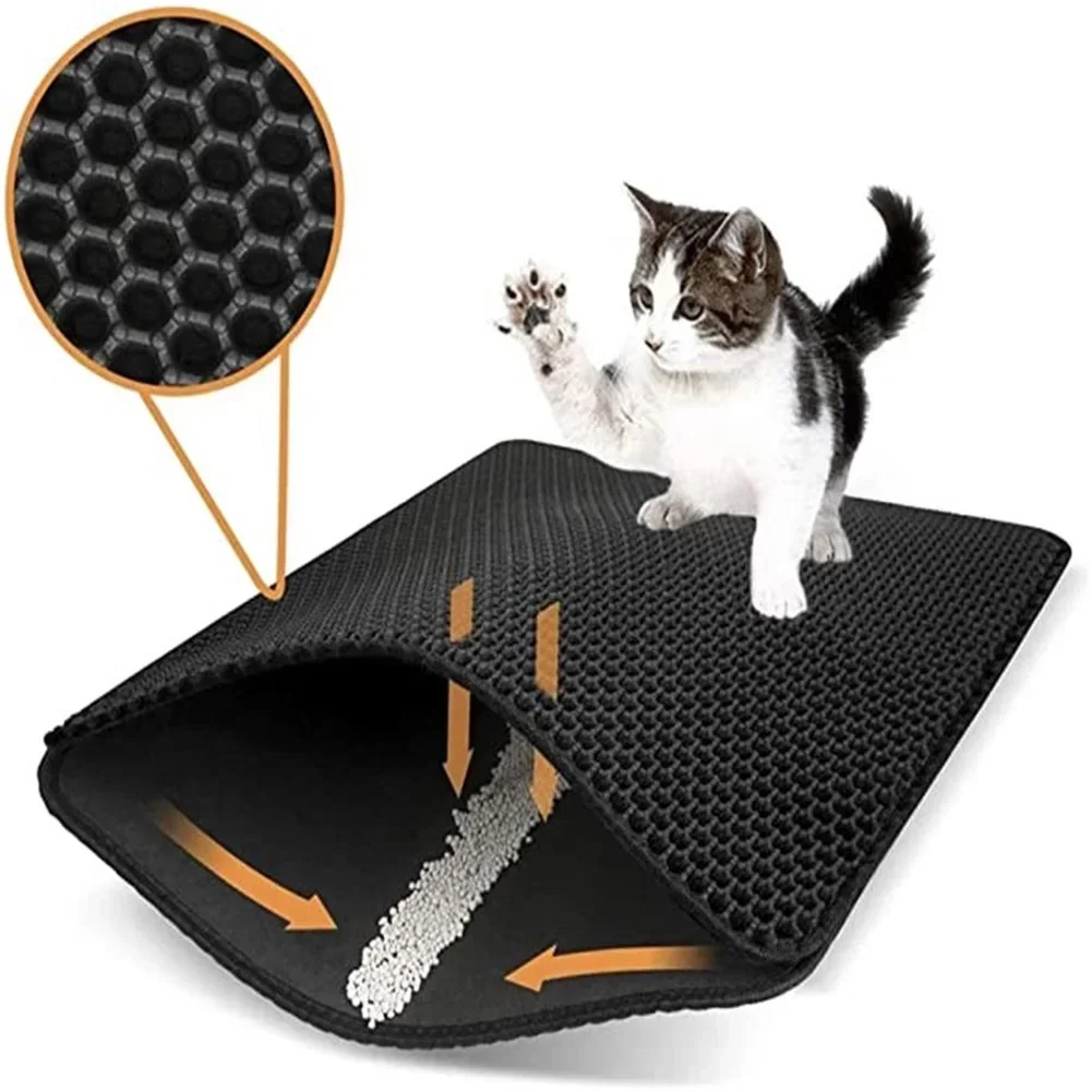 Pet Cat Litter Mat Waterproof Double Layer EVA Foldable Cat Litter Trapping Pet Carpet Bed Pads For Cats Pet Clean Supplies