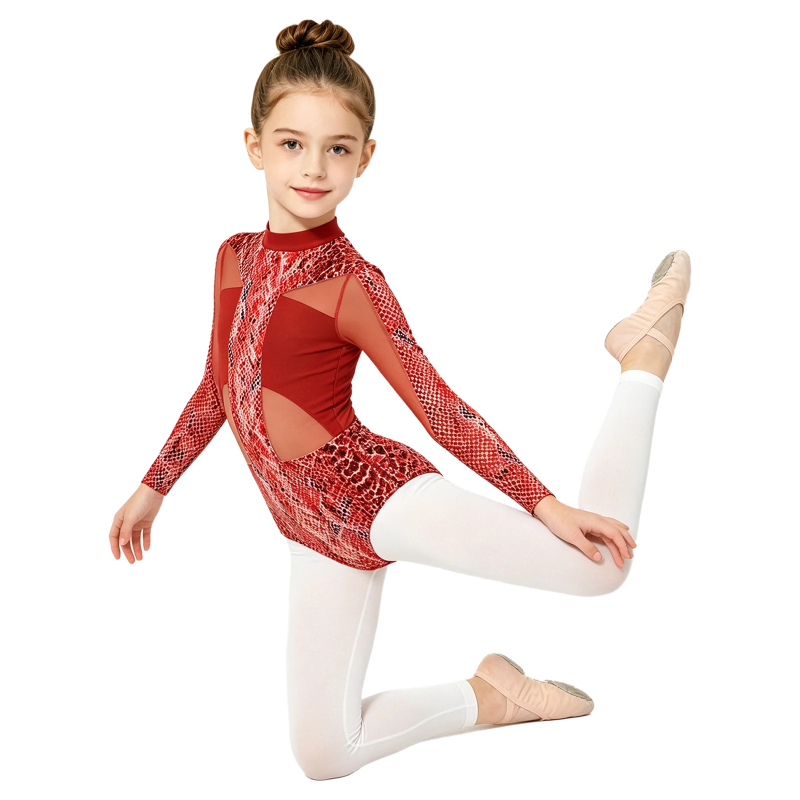 Gymnastikanzug für Kleinkind-Mädchen, Sportlicher Einteiler, Ballett-Tanzanzug, Langarm-Body mit Druckknöpfen im Schritt – Detail 12