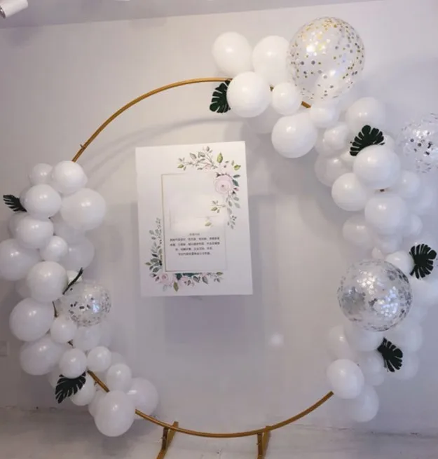 6.6/7.2ft Wedding Props White Gold Metal Hoop Balloon Circle Loop Flower Arch With Stand Decoration Home Celebration