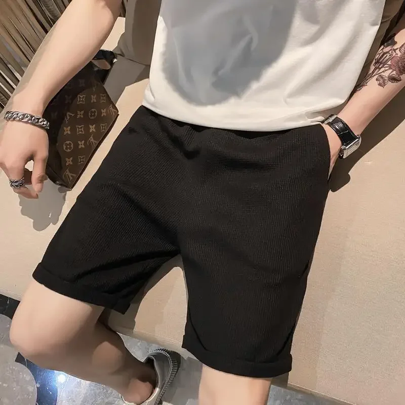 Men\'s Shorts With Pockets Streetwear Waffle Male Short Pants Running Sports Black Trend Popular Xl Personalizate Dry Fit Luxury