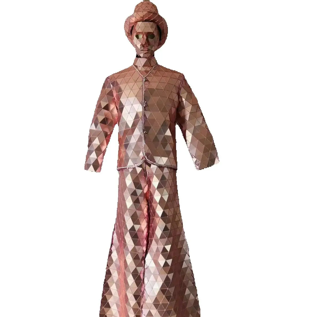 

Colorful Mirror Stage Performance Dance Costume For Party Nightclub Carnival Performance LED Hand Sewn Stilt Walker Costume Set