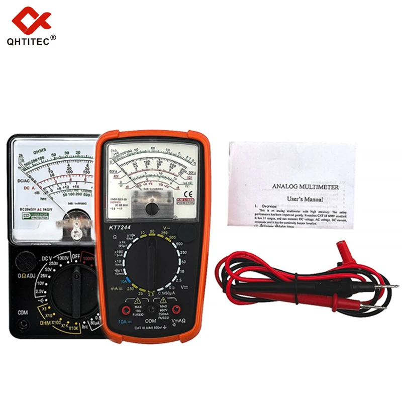 QHTITEC  Professional Analog Multimeter AC DC Voltage Meter Ammeter Resistance Meter 3 In 1 Handheld Tester Electrician Tools