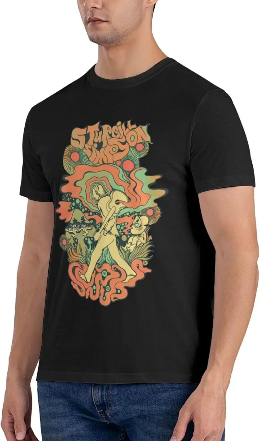 تي شيرت Sturgill Music Simpson للرجال بأكمام قصيرة مخصص، تي شيرت أنيق برسومات جرافيك، ملابس علوية كاجوال رائعة باللون الأسود