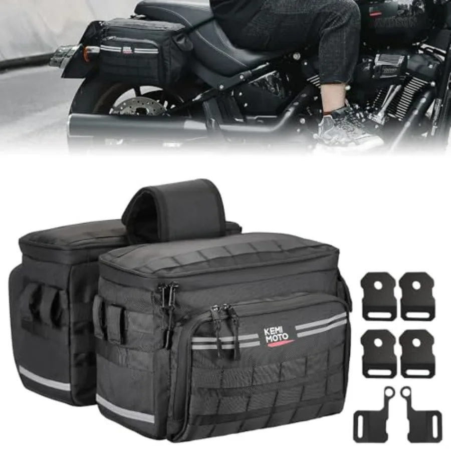 

Motorcycle Saddlebags 15L 7.5Lx2 with Quick-Release Brackets Universal Fit for Softail Dyna Sportster Cruiser with Waterproof Z