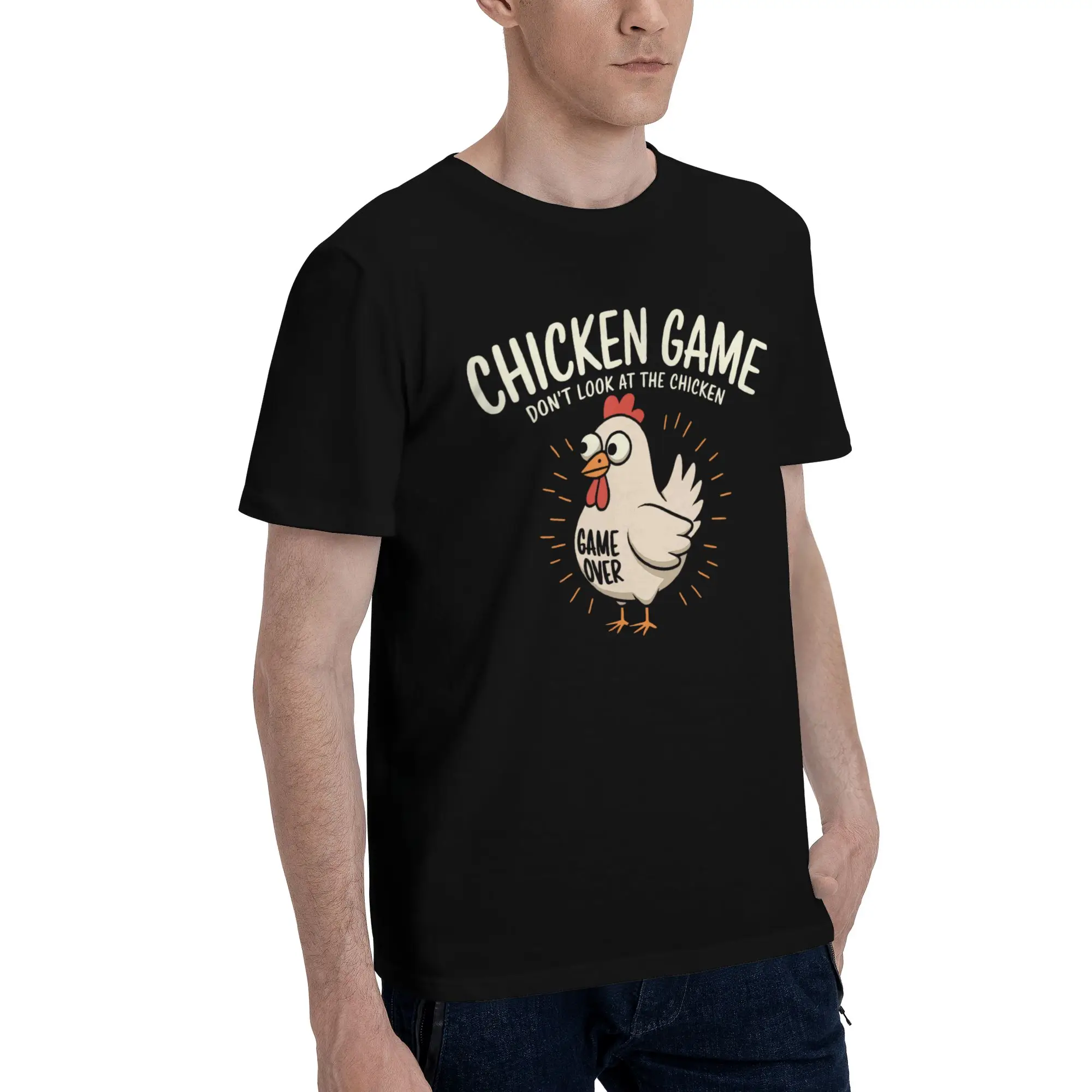 Chicken Game Dont Look At The Chicken Merch Men Women T Shirt 100% Cotton Tee Graphic  T-shirt Clothes