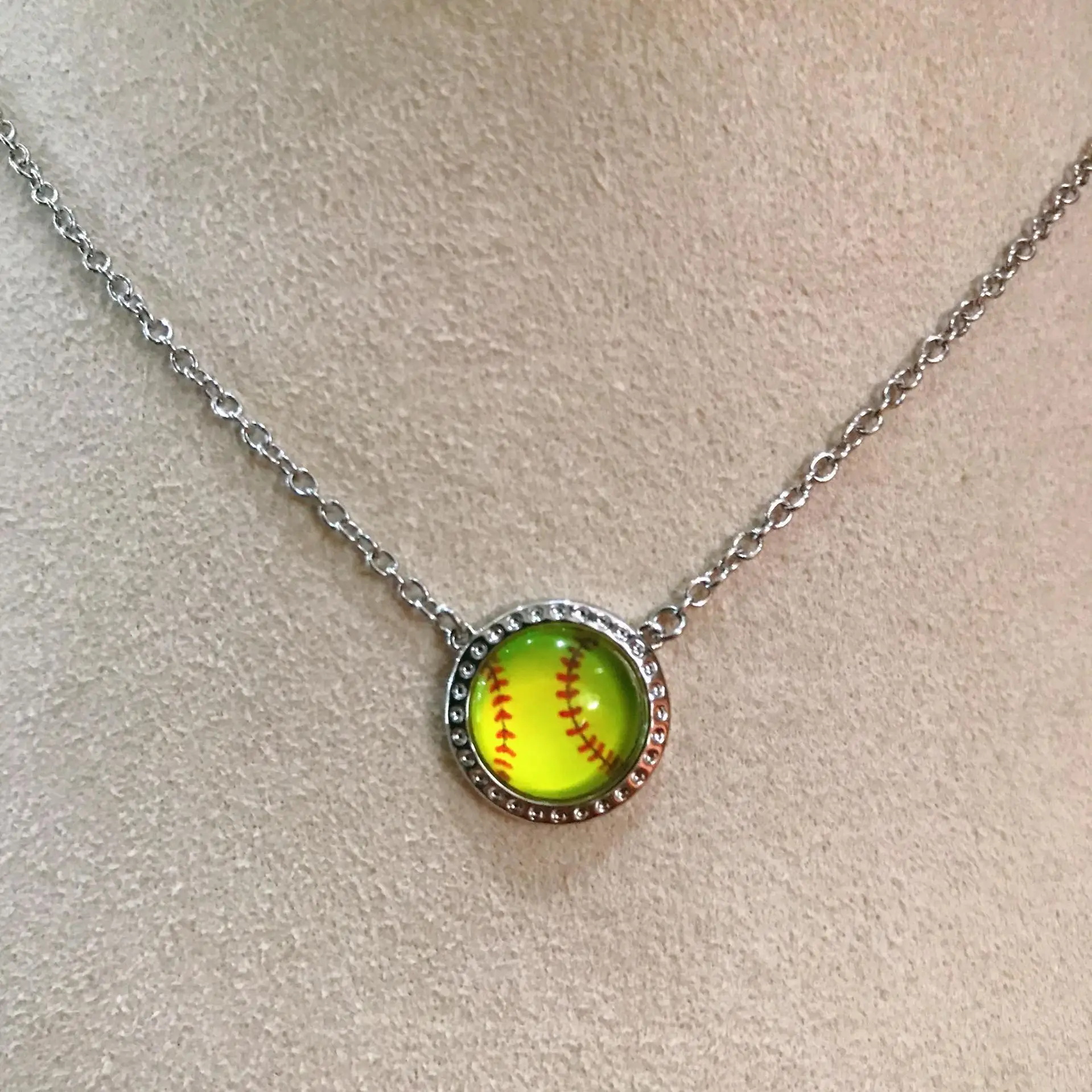 YEEVAA Softball Sports Pendant Necklaces for Women Jewelry Game Day Team Gifts