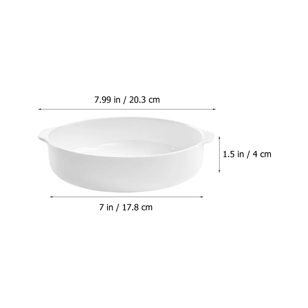 

White Ceramic Plate Double Handle Baking Dish Heavy Duty Oven Microwave Safe Roasting Tray for Cheese Bread Pizza
