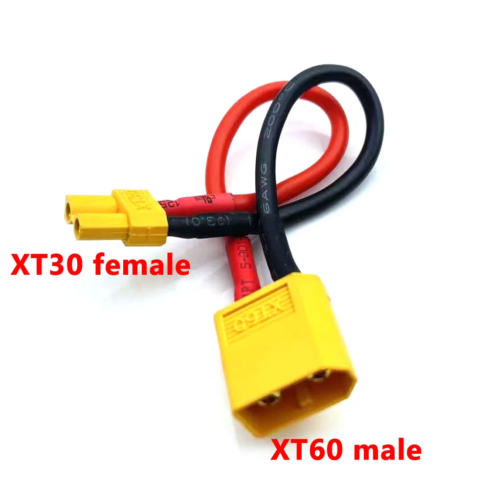 1pcs 10CM XT30 XT60 XT90 EC3 EC5 MPX TRX XT150 T Plug Female to Male Adapter Connectors 10 12 14 16Awg 10cm for RC Lipo Battery