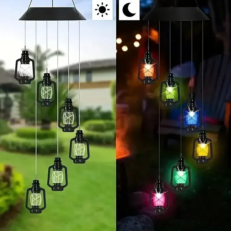 Solar Wind Chime Retro Lamp Solar Courtyard Light Home Porch Garden Durable Decor Hanging Lantern Outdoor Holiday Gift Light