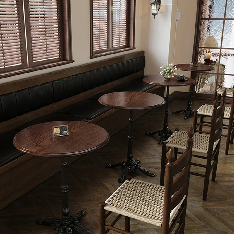 Nordic Retro Coffee Table and Chair Set Mid-Century Style Designed Restaurant Wood Coffee Table Bakery Commercial Furniture FYCT