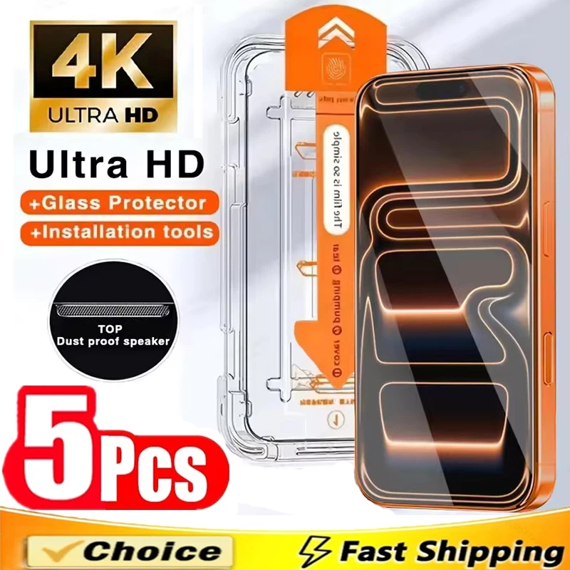 

Oleophobic Coating Dust Free Easy Installation Screen Protector for IPhone 17 16 15 14 13 12 11 Pro Max Mini XR X XS 15 16 Plus