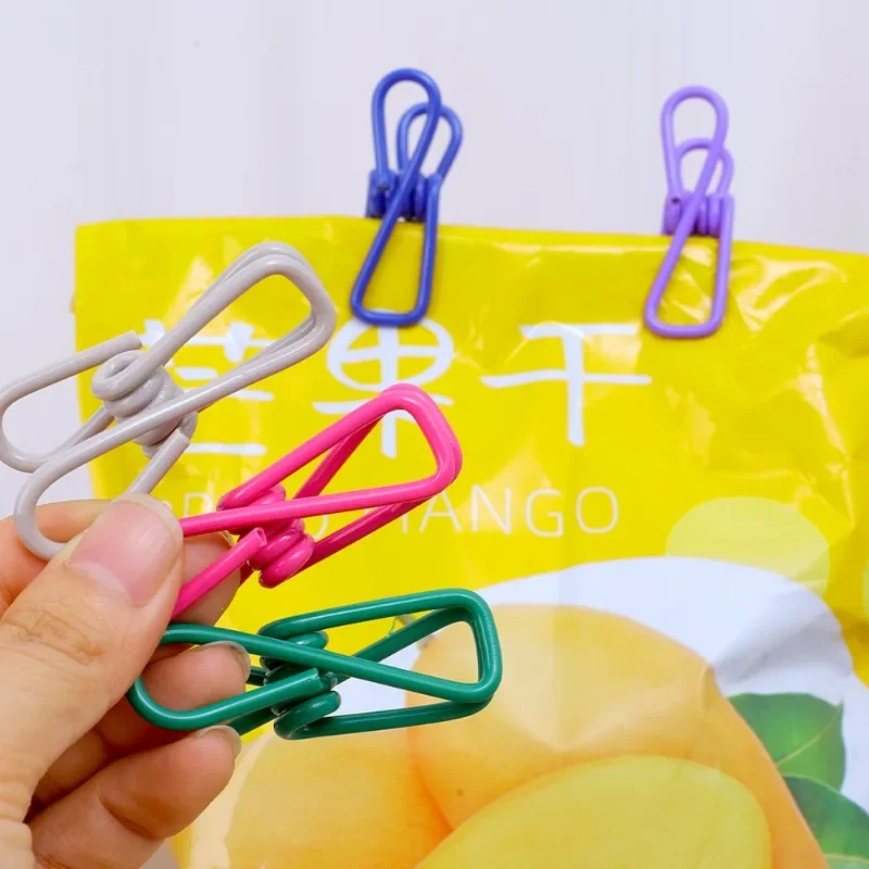 50/1pcs Mini Bag Sealing Clip Colorful Portable Clothespins Food Snack Seal Sealing Storage Clips Metal Clamp Kitchen Supplies