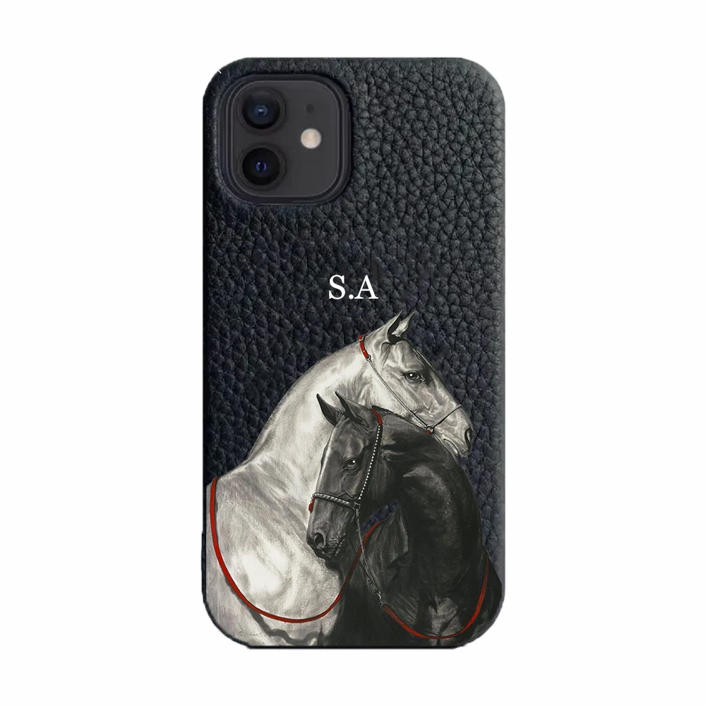 Personalizowane etui z miękkiej skóry PU z inicjałami na iPhone'a 18 17 13 15 Pro Xs Max 12 Mini 11 XR 16 Plus, luksusowe pokrowce — zdjęcie produktu 4