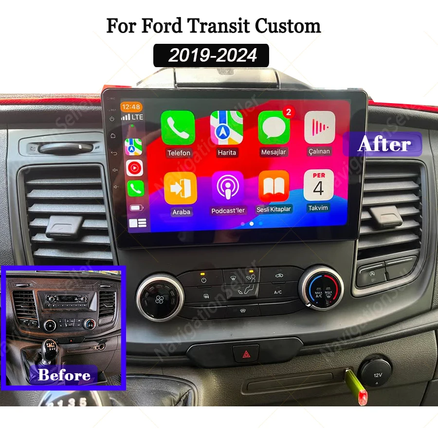 

VIGOHI For Ford Transit Van Custom 2018-2024 Dab Radio Android Multimedia Head Unit Autoradio Android Auto Apple Carplay Screen