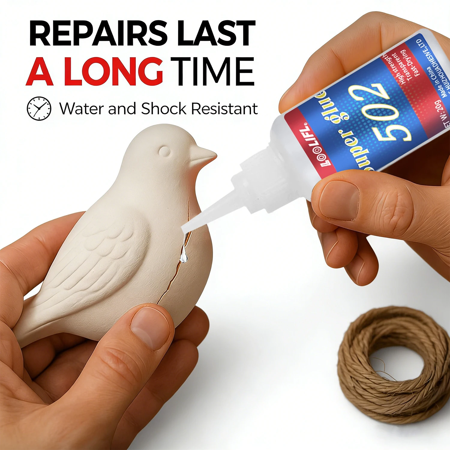 LOOLIFL 502 Super Glue High Strength Rapid Curing Instant Adhesive, Waterproof Transparent Glue for DIY Craft &Household Repairs