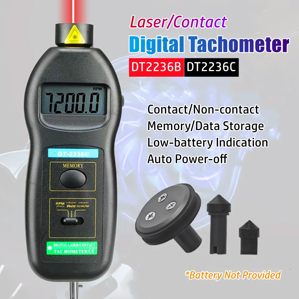 

DT-2236B DT-2236C Laser Optical Contact 2 in 1 Digital Tachometer Multifunctional Speed Measuring Instrument Digital Speedometer